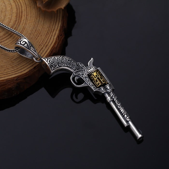 Cowboy Pistol Pendant Necklace