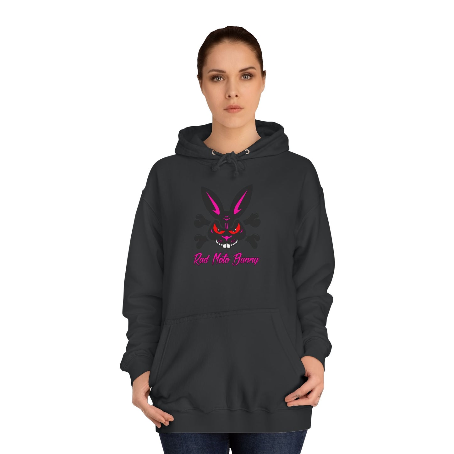 Breakout Skull, Rad Moto Bunny, Unisex Hoodie - Biker Style Sweatshirt for Motorcycle Enthusiasts