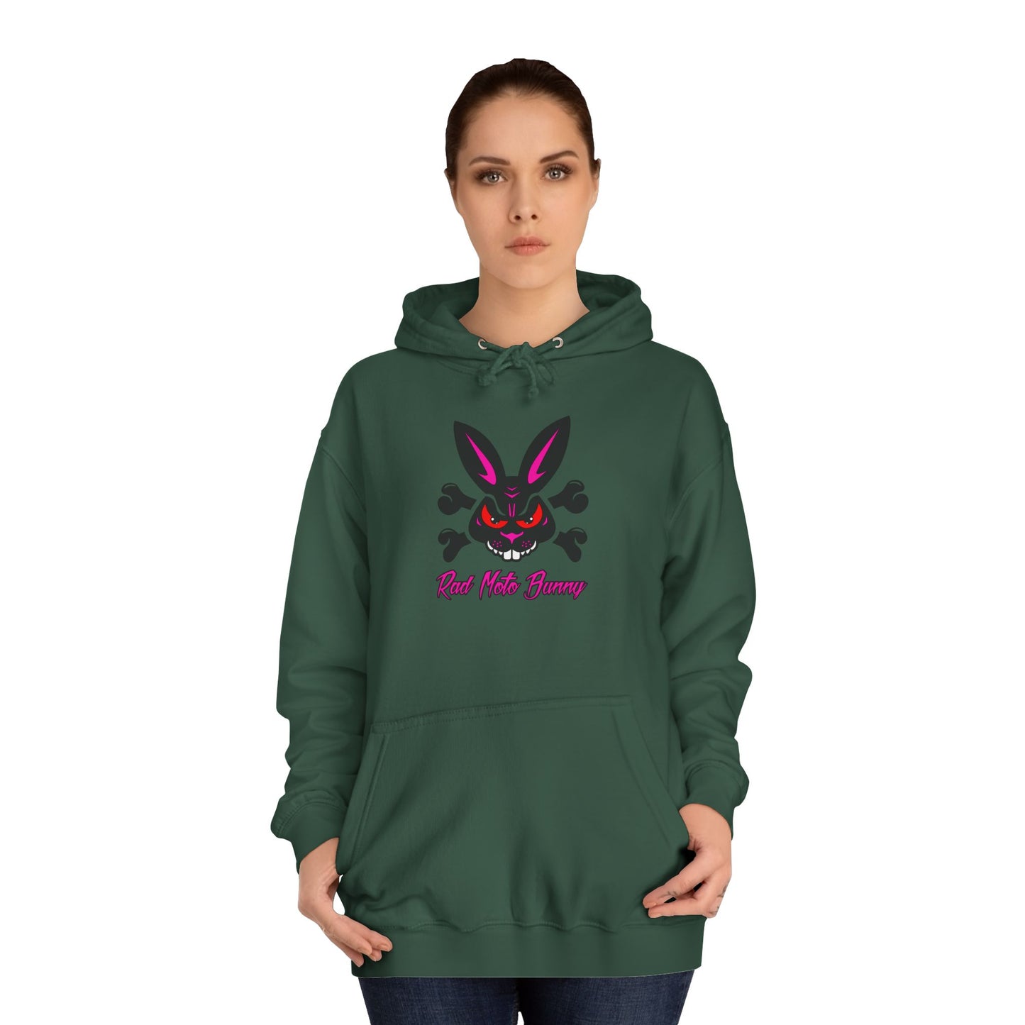 Breakout Skull, Rad Moto Bunny, Unisex Hoodie - Biker Style Sweatshirt for Motorcycle Enthusiasts