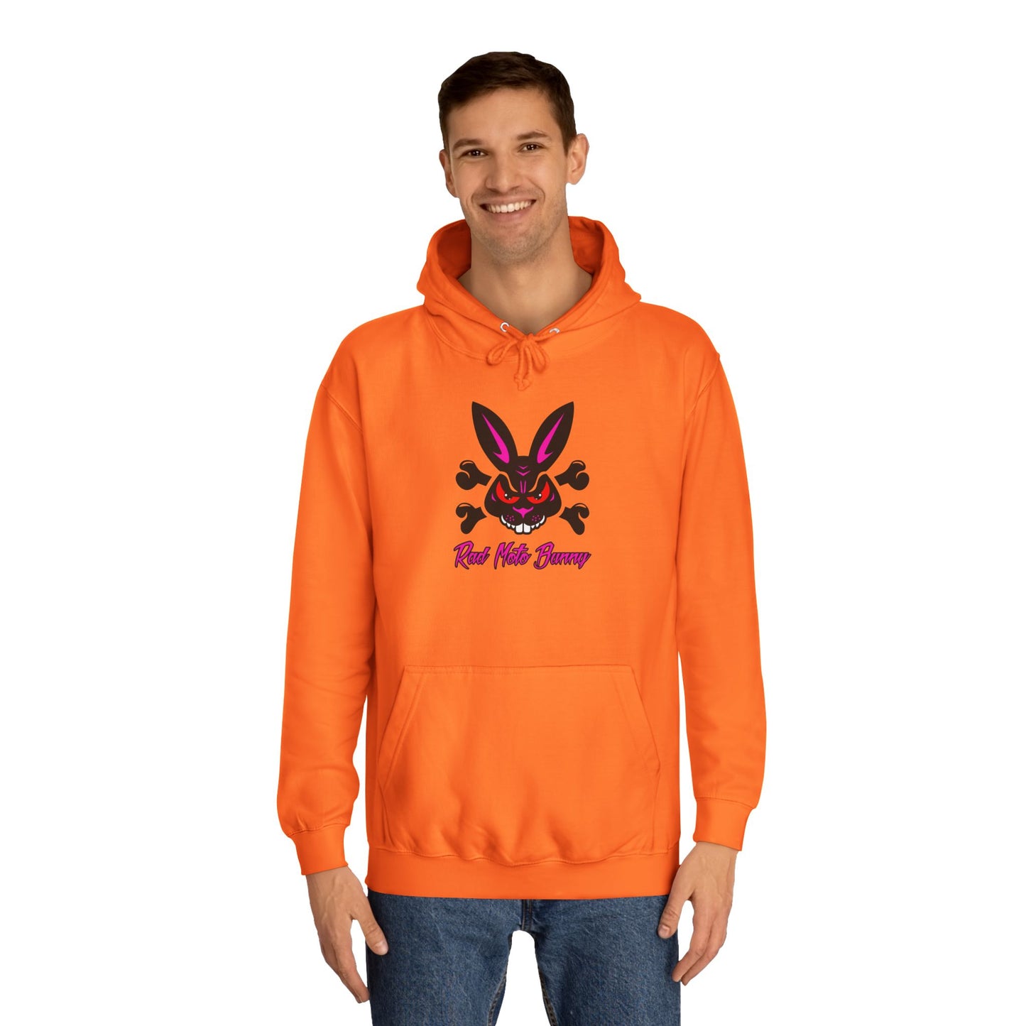 Rad Moto Bunny, Unisex Hoodie - Biker Style Sweatshirt for Motorcycle Enthusiasts