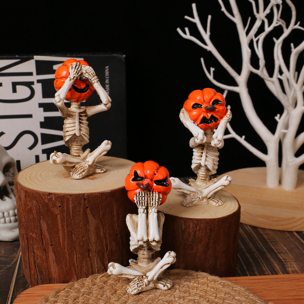 Pumpkin Head Skeleton Ornaments