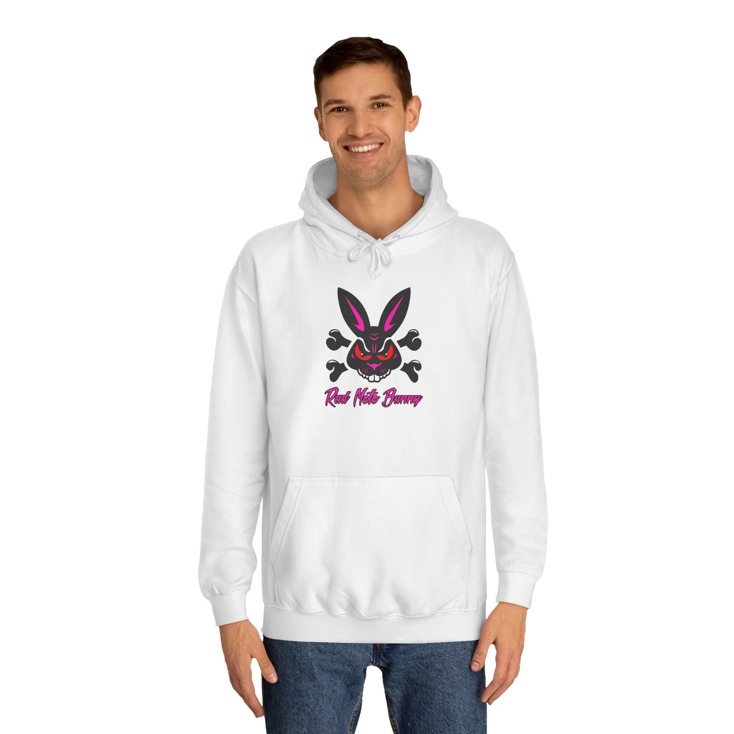 Rad Moto Bunny, Unisex Hoodie - Biker Style Sweatshirt for Motorcycle Enthusiasts
