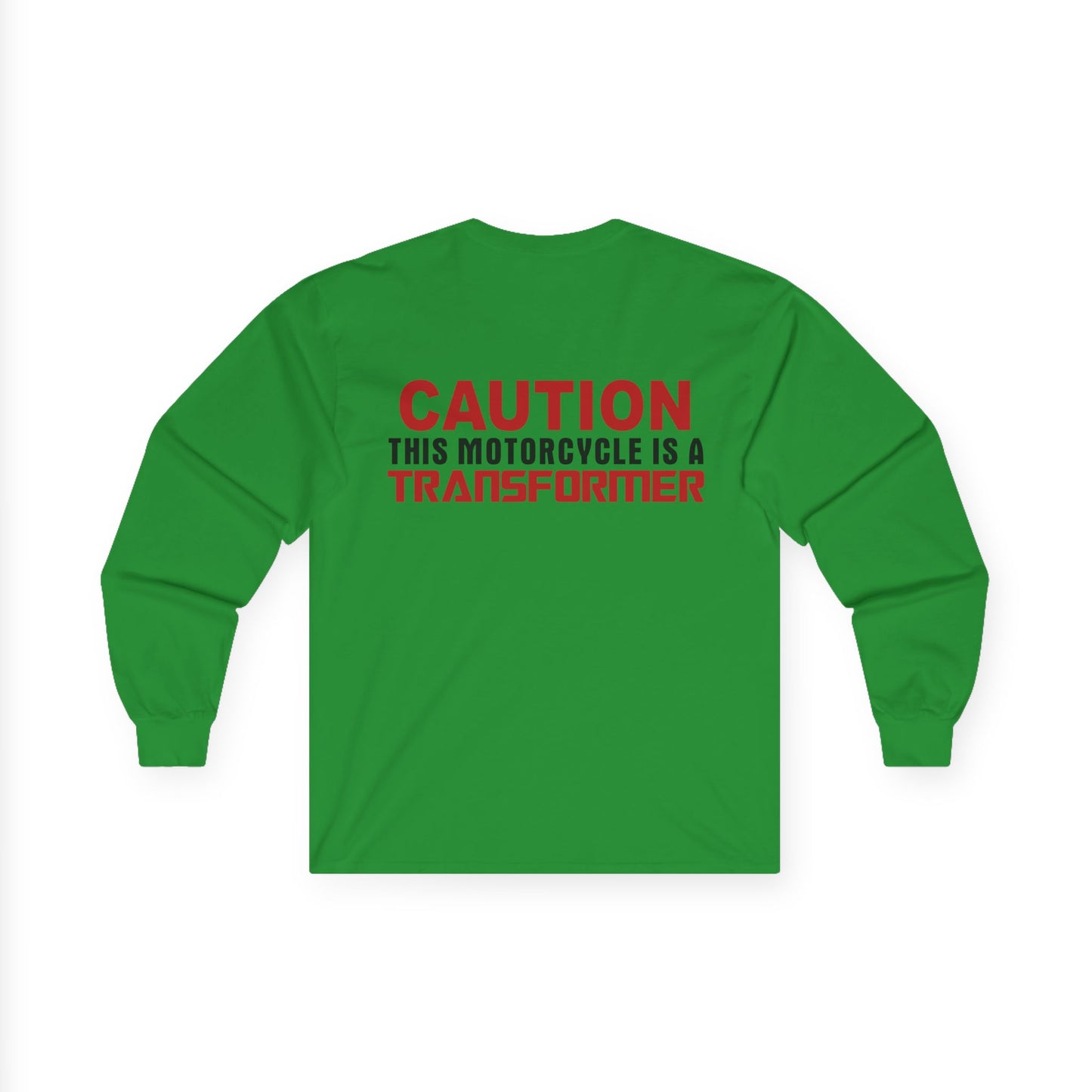 Caution, This Motorcycle is a Transformer, Rad Moto Bunny, Unisex Long Sleeve Tee - Bold Graphic T-Shirt for Motorcycle Enthusiasts