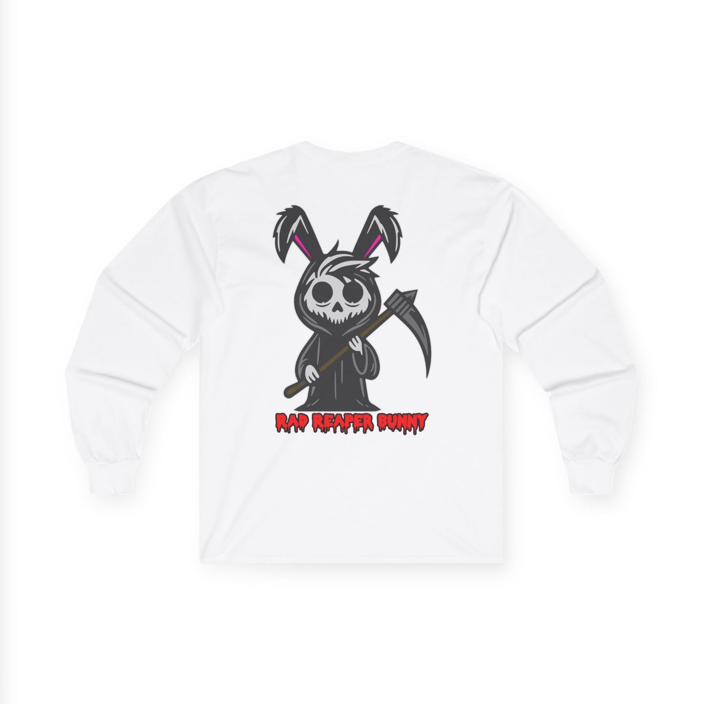 Rad Reaper Bunny, Rad Moto Bunny, Unisex Long Sleeve Tee - Bold Graphic T-Shirt for Motorcycle Enthusiasts