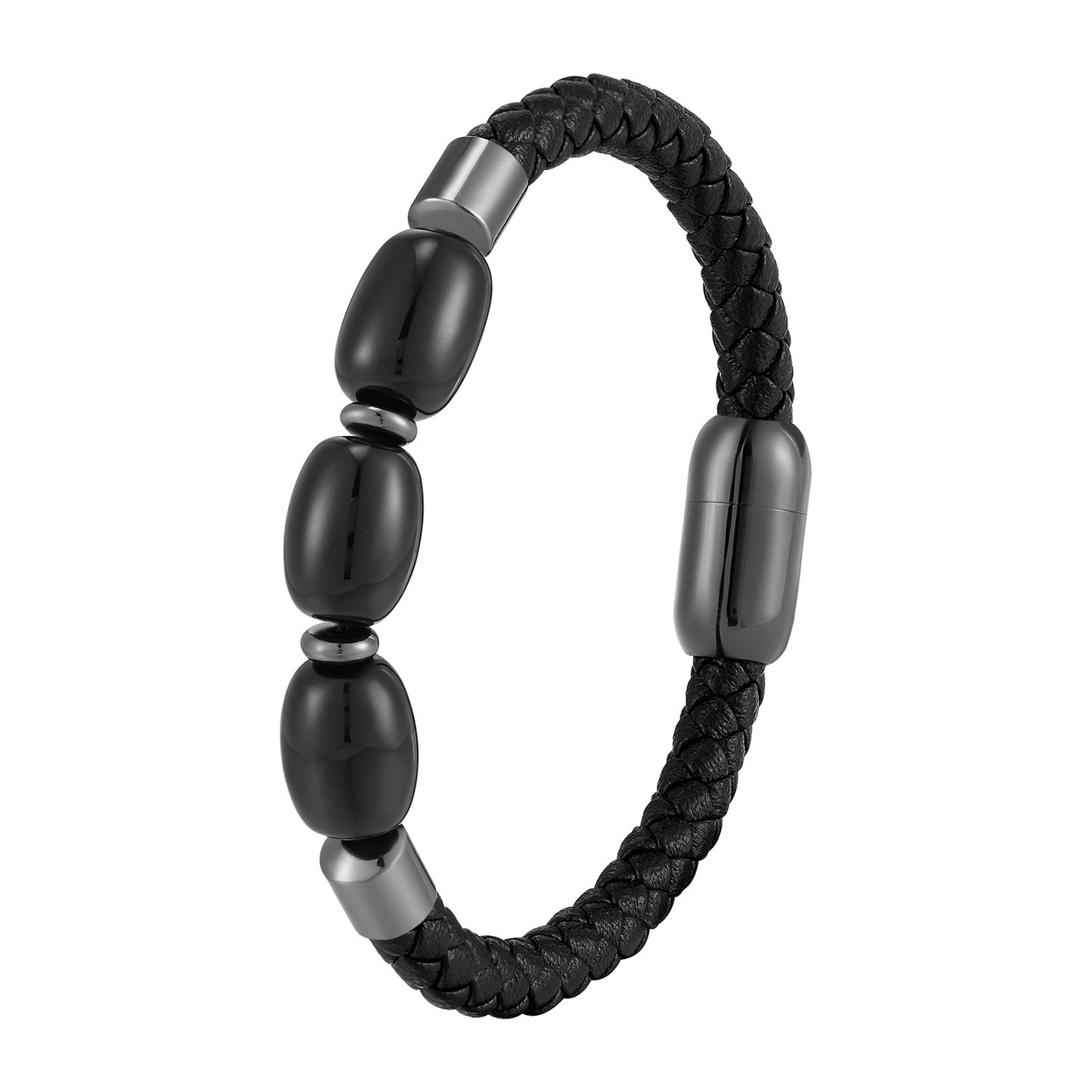 Fashionable Leather Natural Crystal Bracelet