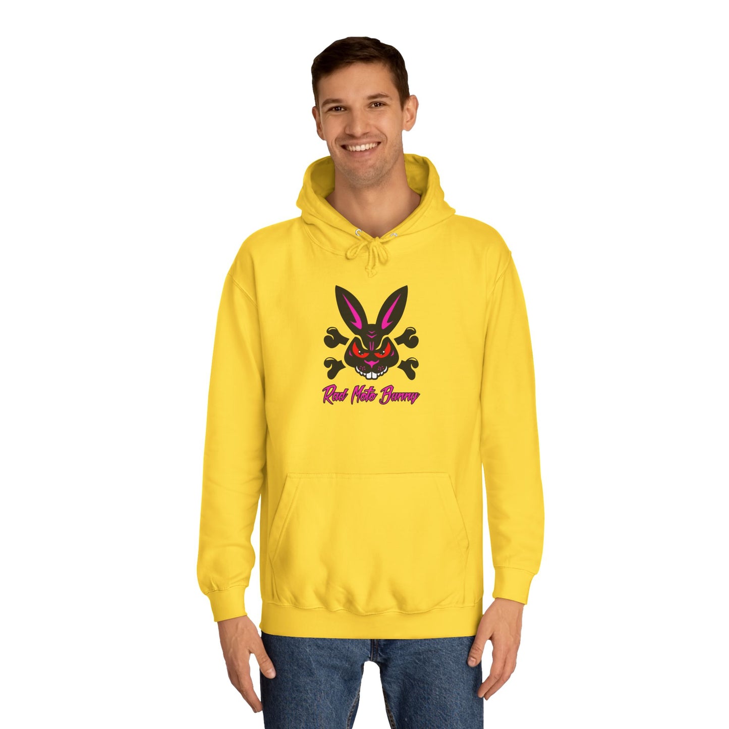 Rad Moto Bunny, Unisex Hoodie - Biker Style Sweatshirt for Motorcycle Enthusiasts