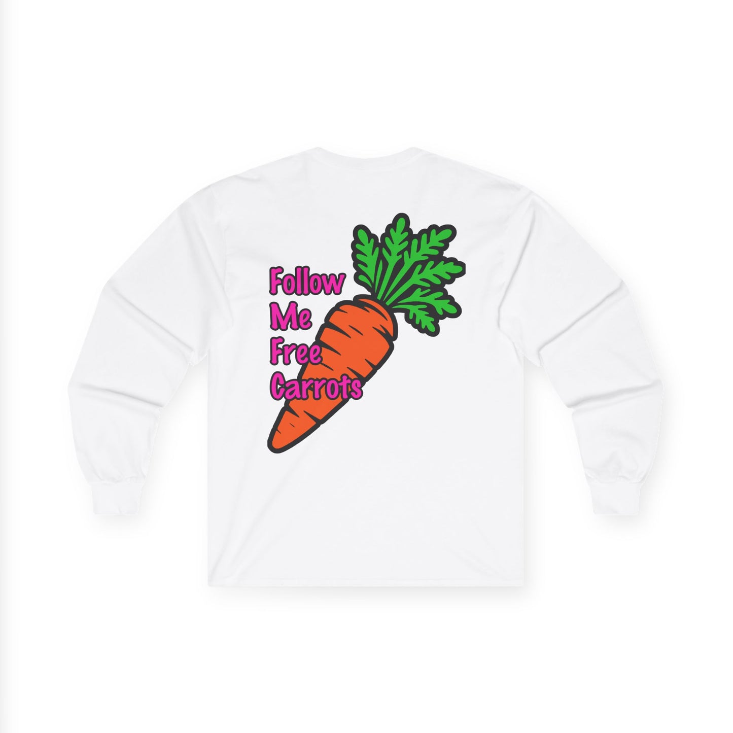 Follow me Free Carrots, Rad Moto Bunny, Unisex Long Sleeve Tee - Bold Graphic T-Shirt for Motorcycle Enthusiasts