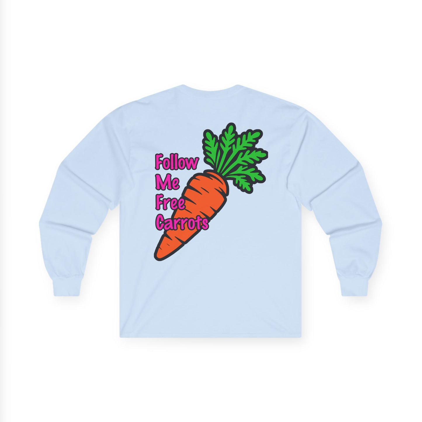 Follow me Free Carrots, Rad Moto Bunny, Unisex Long Sleeve Tee - Bold Graphic T-Shirt for Motorcycle Enthusiasts