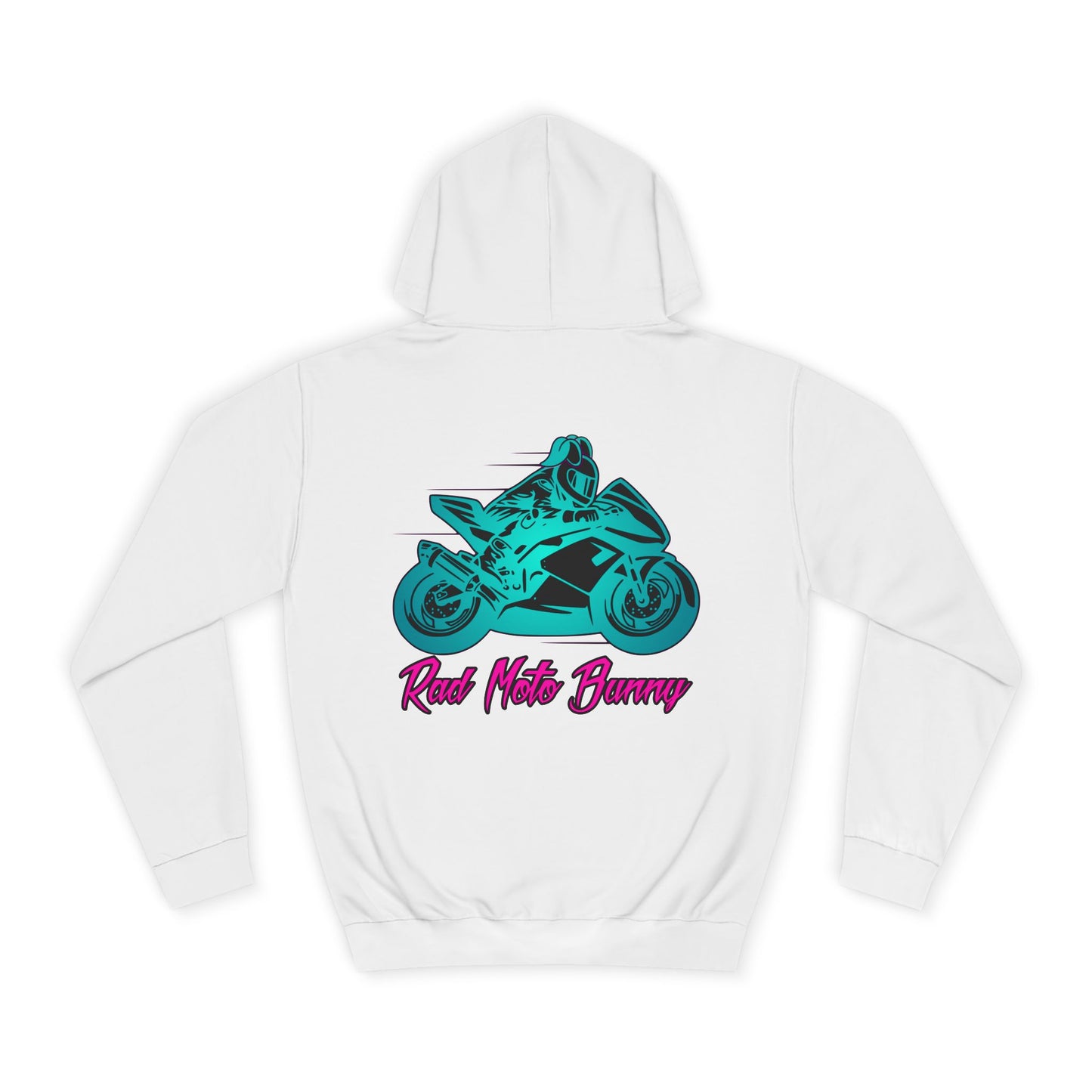 Rad Moto Bunny, Unisex Hoodie - Biker Style Sweatshirt for Motorcycle Enthusiasts