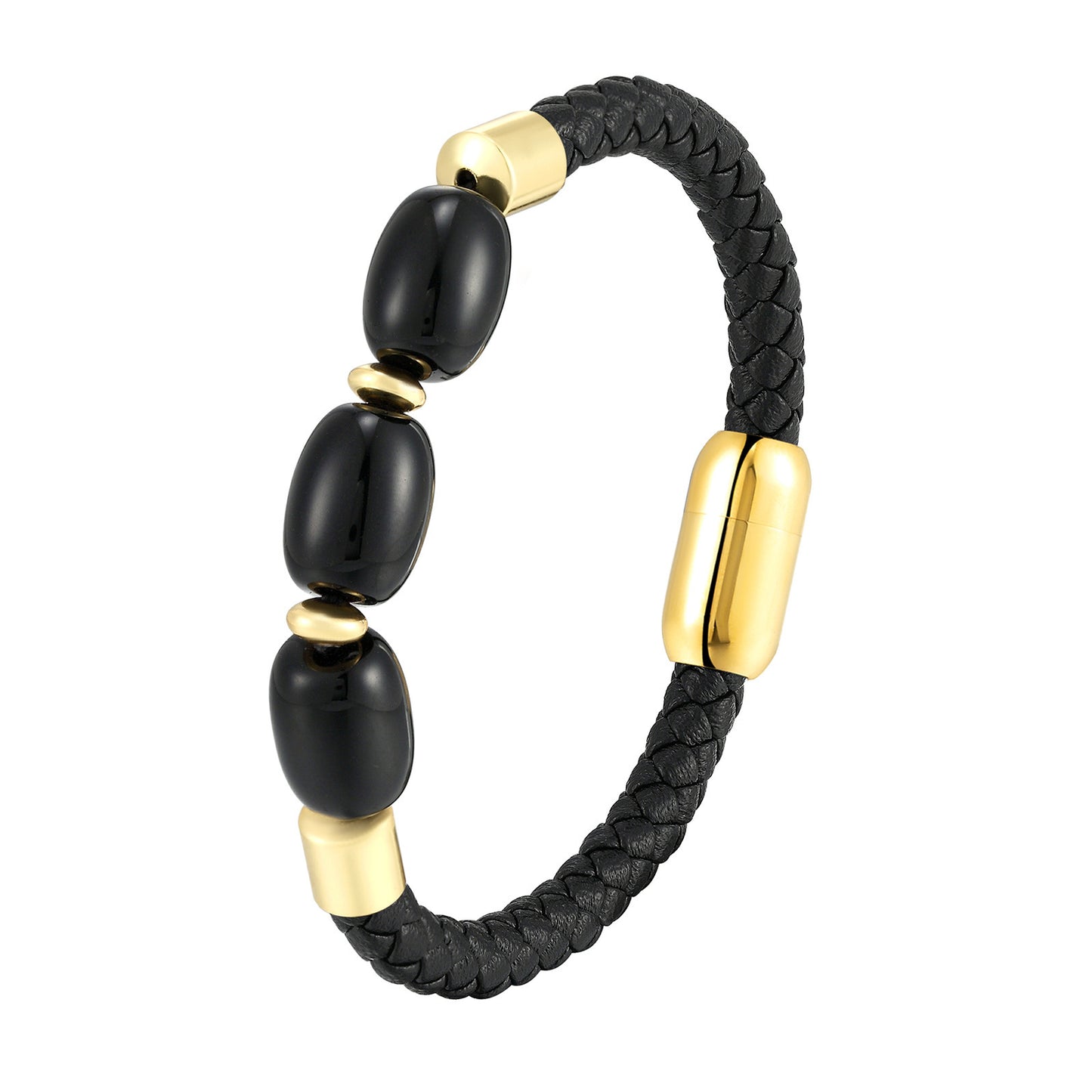 Fashionable Leather Natural Crystal Bracelet