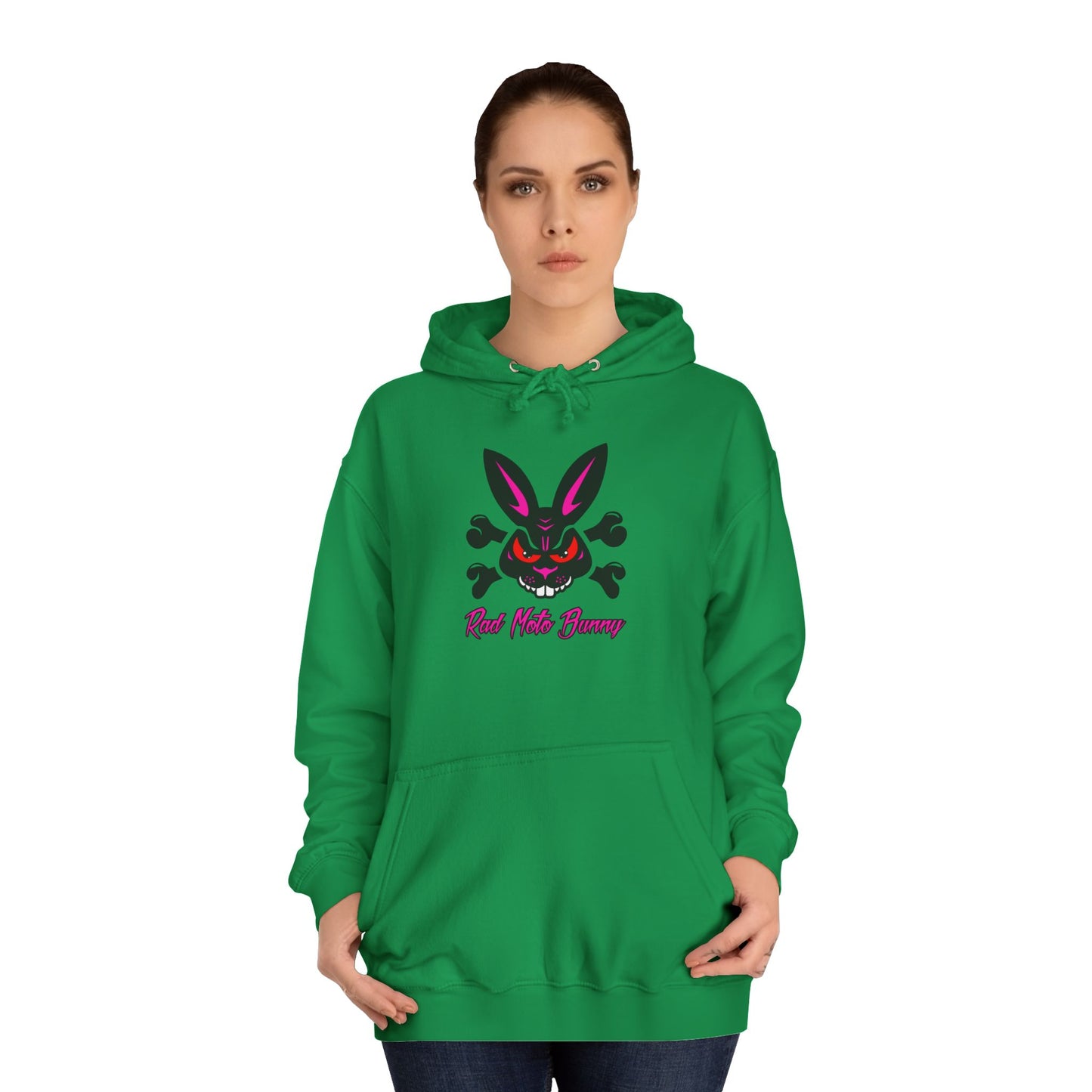 Rad Moto Bunny, Unisex Hoodie - Biker Style Sweatshirt for Motorcycle Enthusiasts