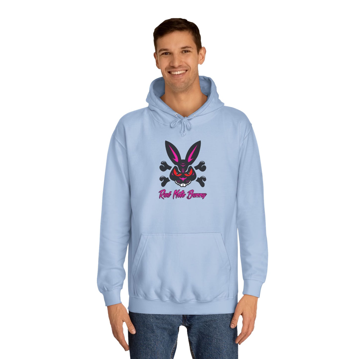 Rad Moto Bunny, Unisex Hoodie - Biker Style Sweatshirt for Motorcycle Enthusiasts