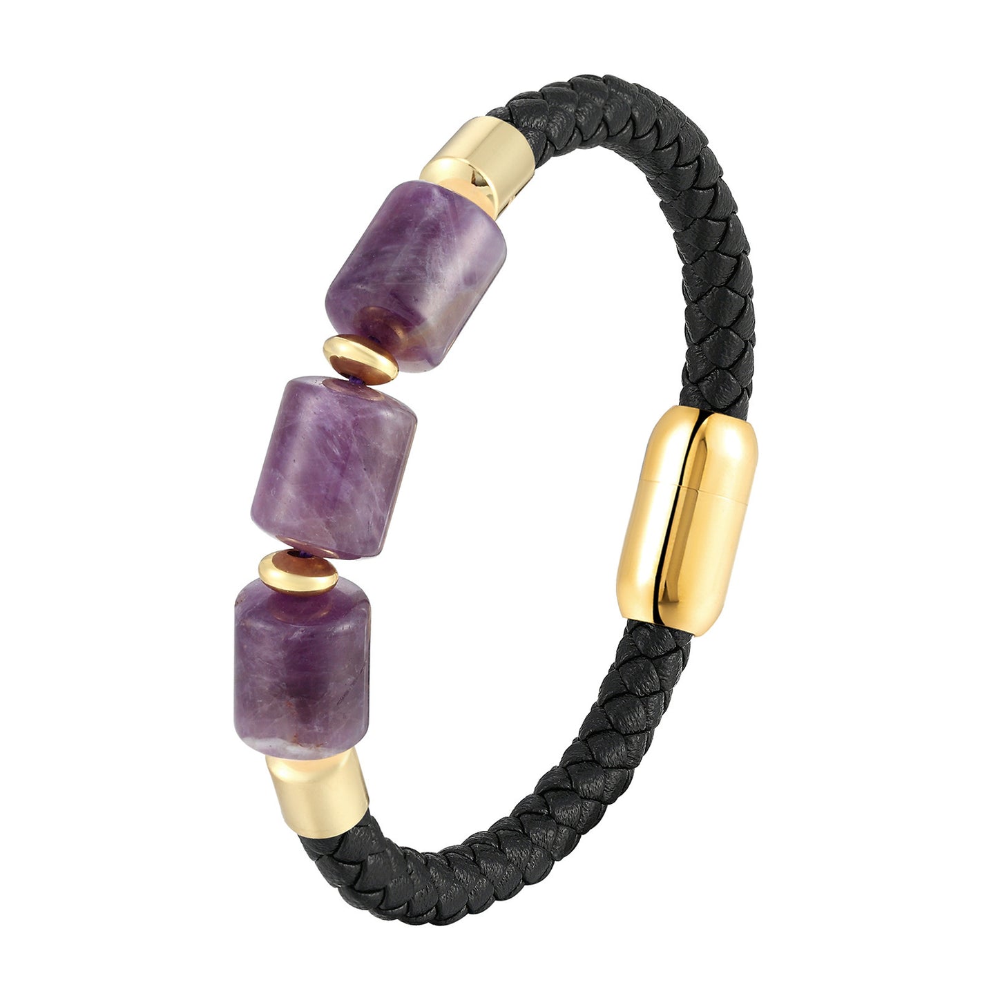 Fashionable Leather Natural Crystal Bracelet