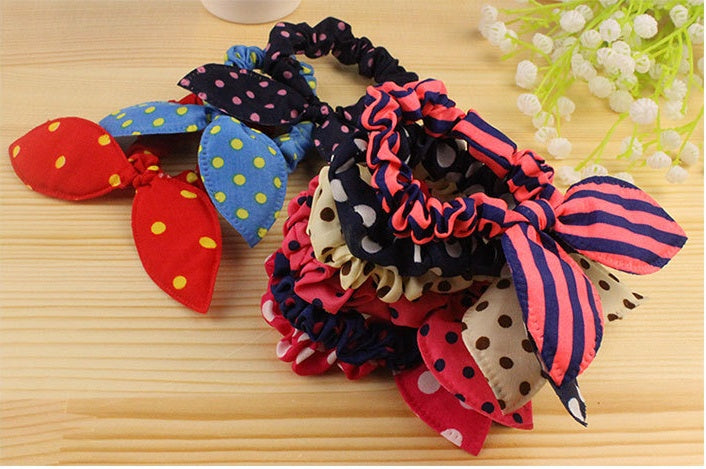 Polka Dot Bunny Ear Hair Tie