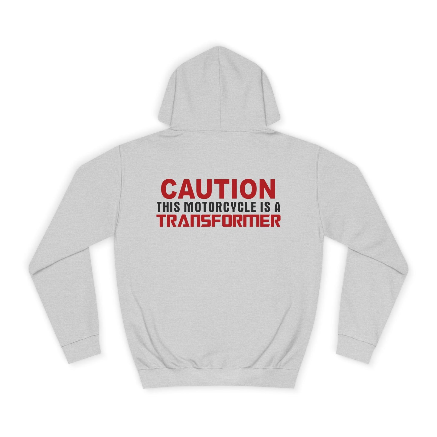 Caution, This Motorcycle is a Transformer, Rad Moto Bunny, Unisex Hoodie - Biker Style Sweatshirt for Motorcycle Enthusiasts