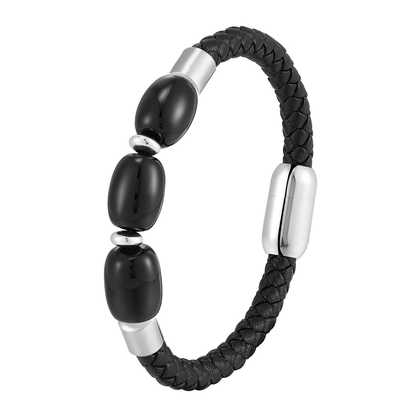 Fashionable Leather Natural Crystal Bracelet