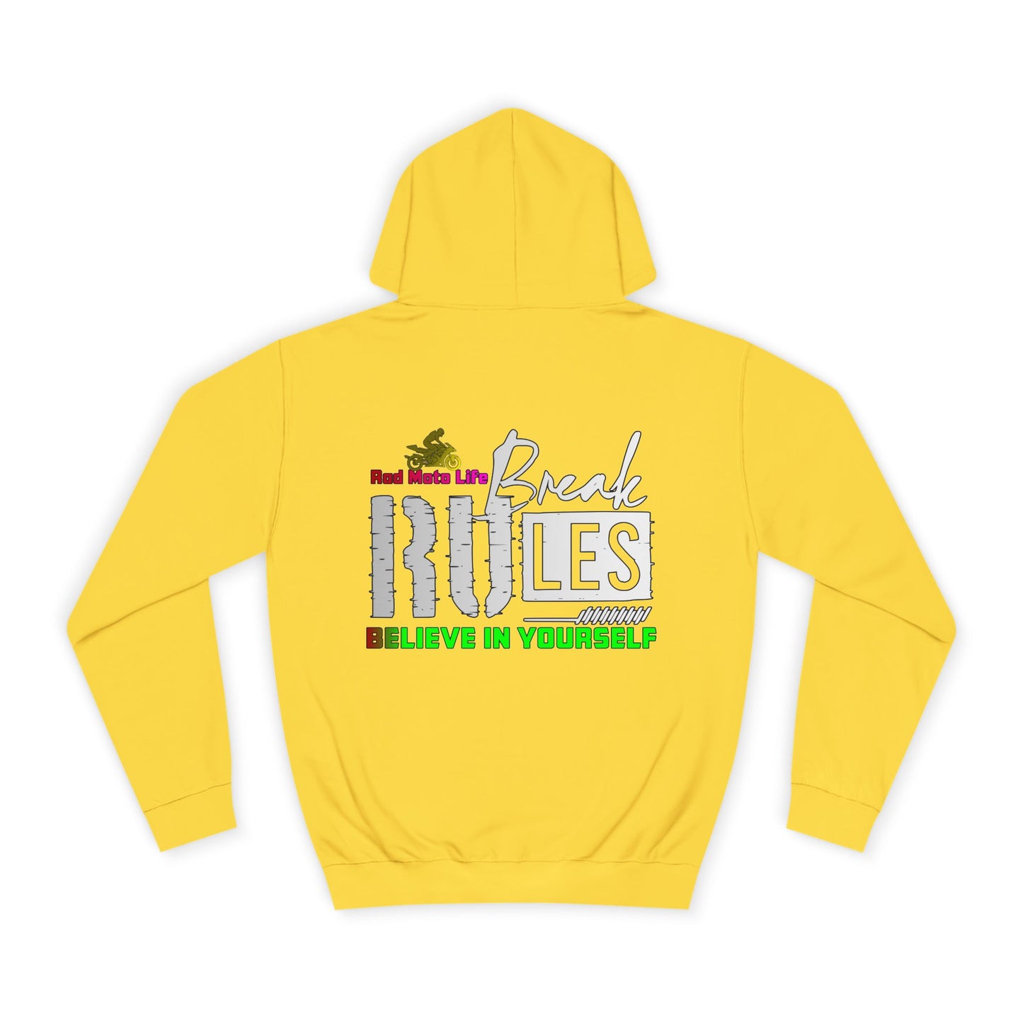 Break Rules, Rad Moto Life Unisex Hoodie - Biker Style Sweatshirt for Motorcycle Enthusiasts