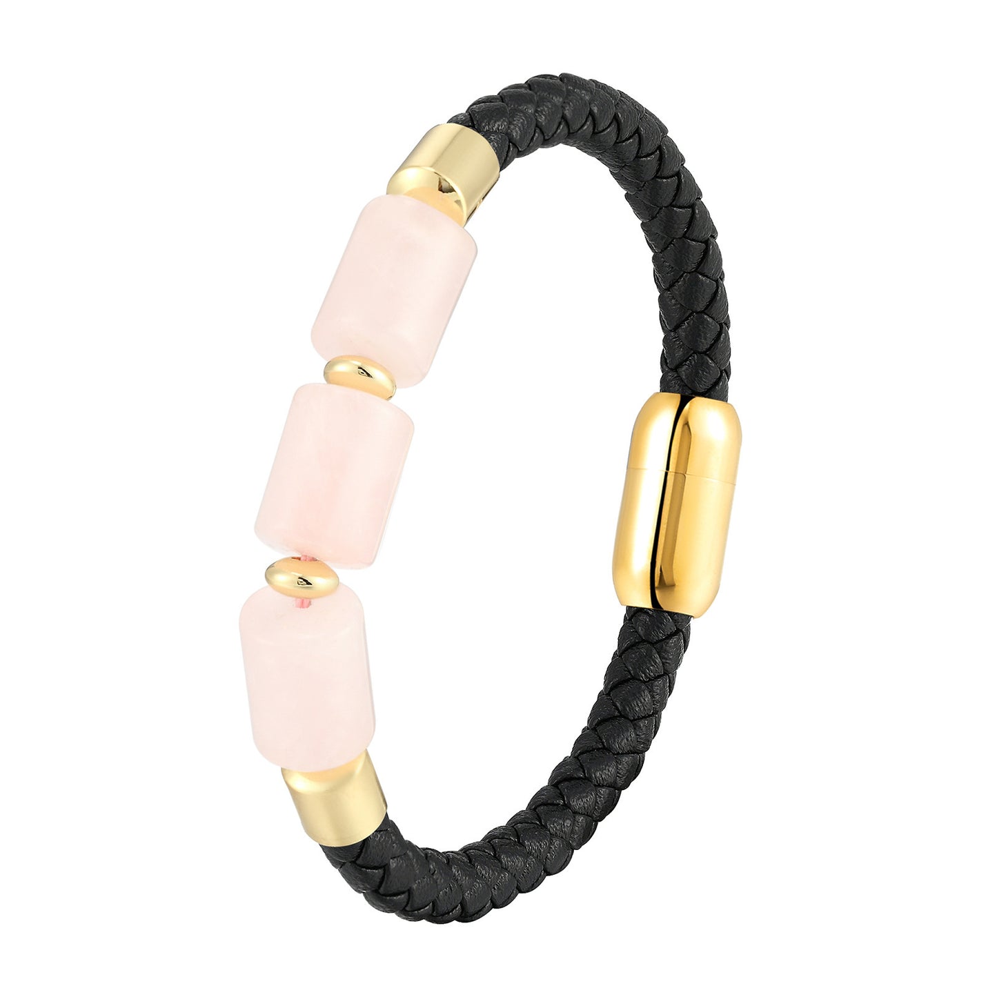Fashionable Leather Natural Crystal Bracelet