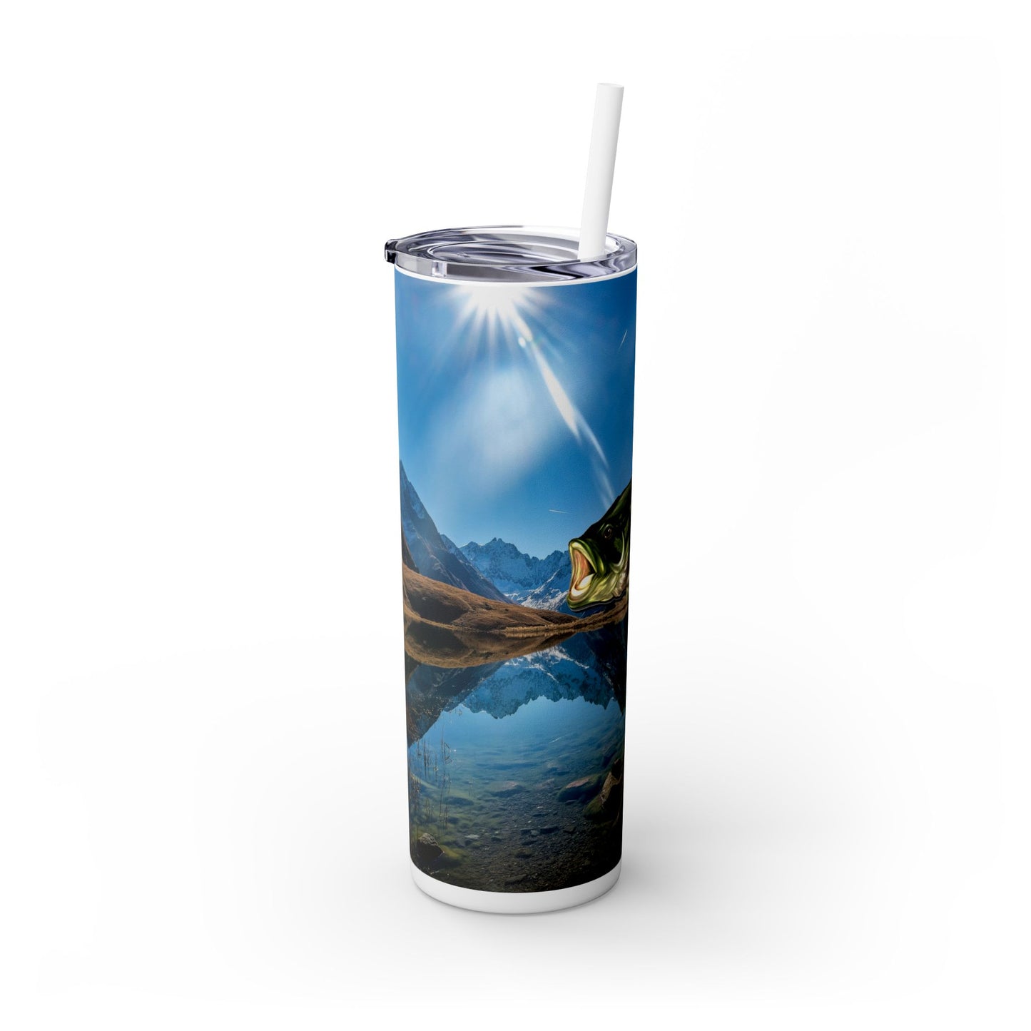 Bass Lake. 20oz Skinny Tumbler with Straw