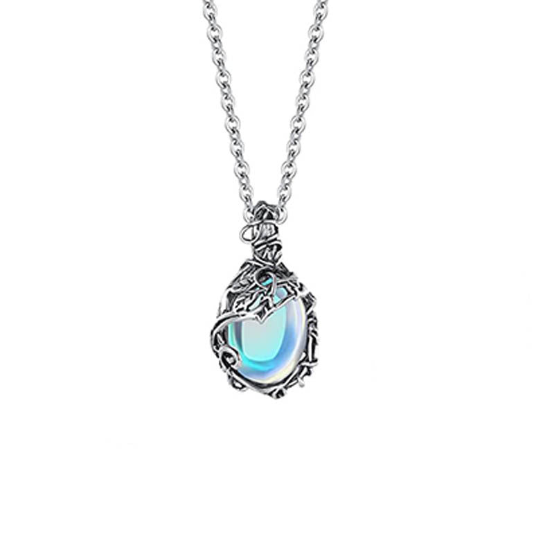 Natural Stone Wire Winding Pendant Necklace