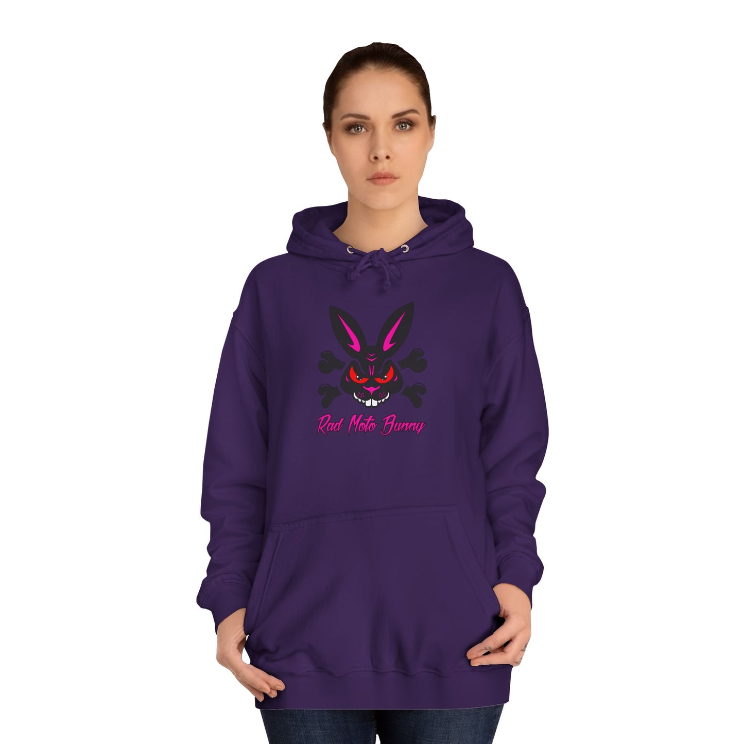 Breakout Skull, Rad Moto Bunny, Unisex Hoodie - Biker Style Sweatshirt for Motorcycle Enthusiasts