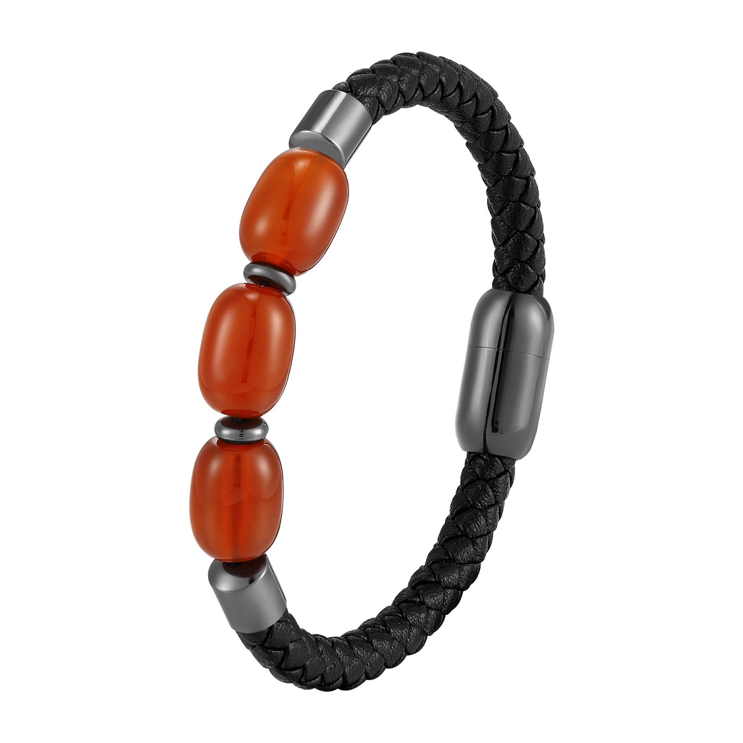 Fashionable Leather Natural Crystal Bracelet