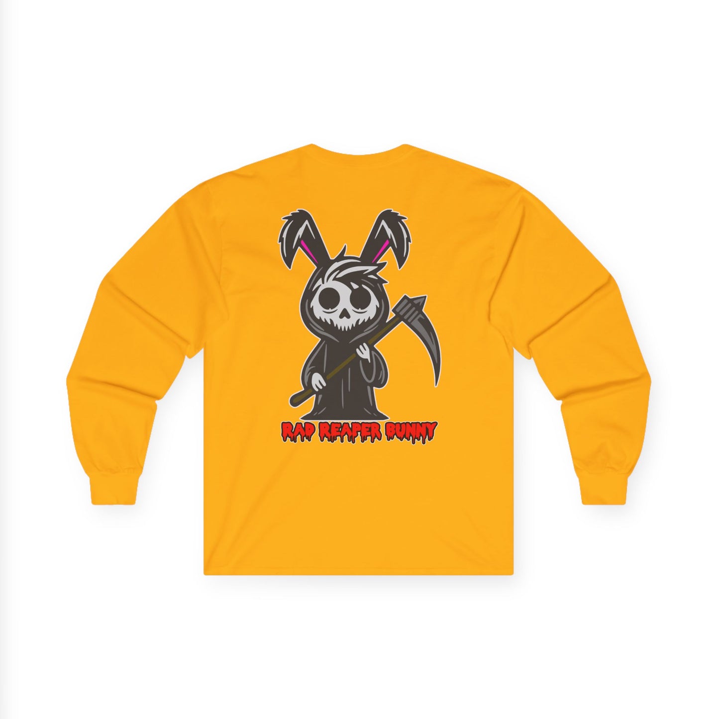 Rad Reaper Bunny, Rad Moto Bunny, Unisex Long Sleeve Tee - Bold Graphic T-Shirt for Motorcycle Enthusiasts