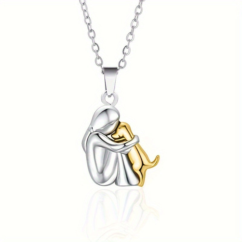 Little Girl and Dog Hug Necklace