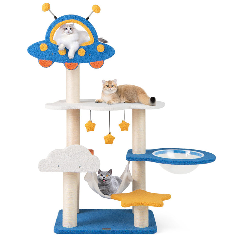 Cat Tree With UFO Top Perch Space Capsule and Sisal Scratching Posts