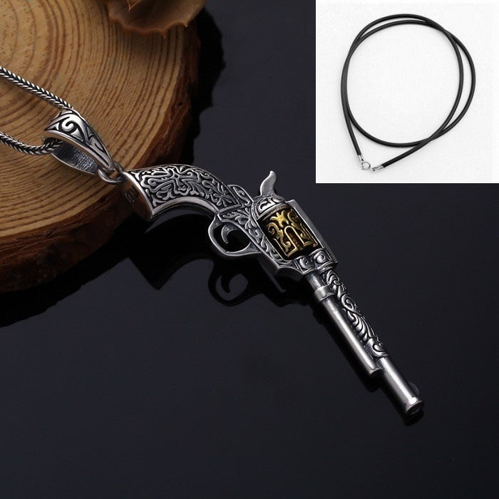 Cowboy Pistol Pendant Necklace