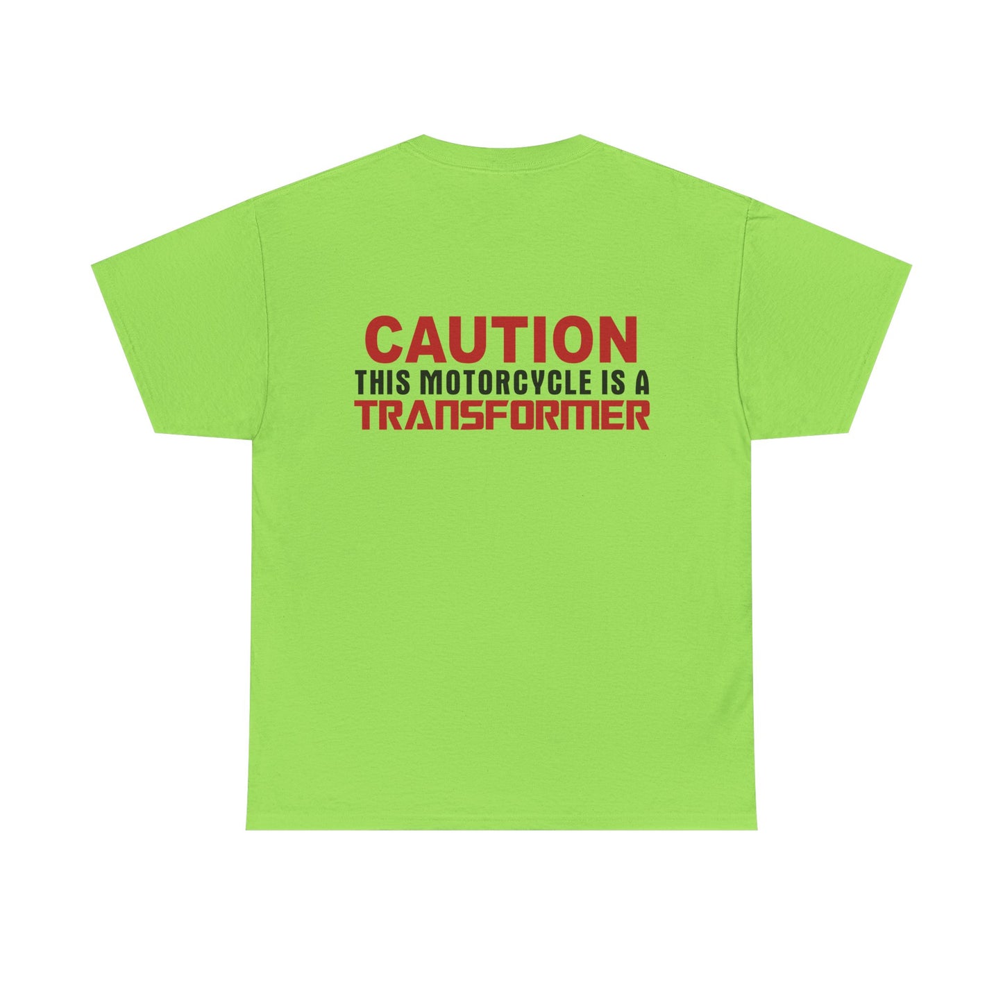 Caution, This Motorcycle is a Transformer, Rad Moto Bunny, Heavy Cotton T-Shirt