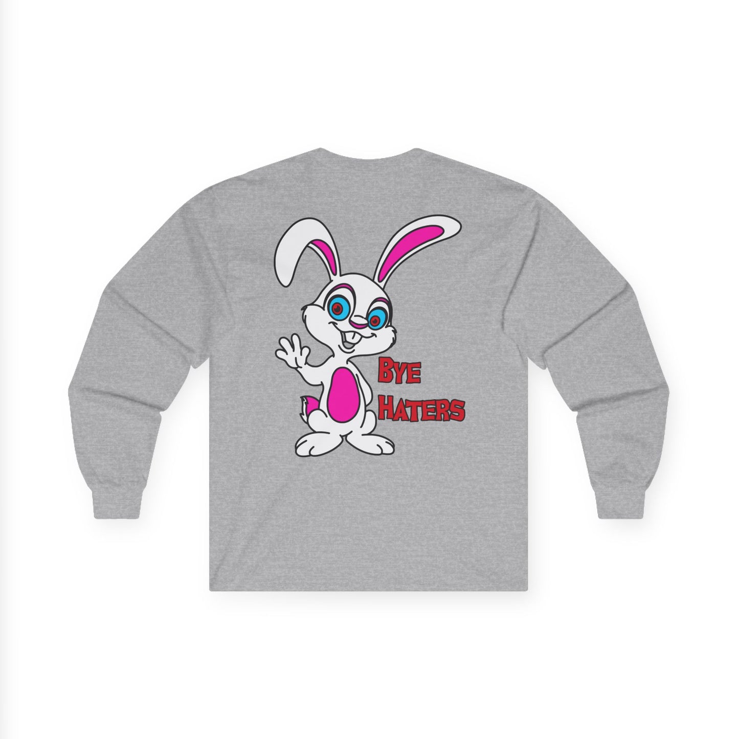 Bye Haters Bunny, Rad Moto Bunny, Unisex Long Sleeve Tee - Bold Graphic T-Shirt for Motorcycle Enthusiasts