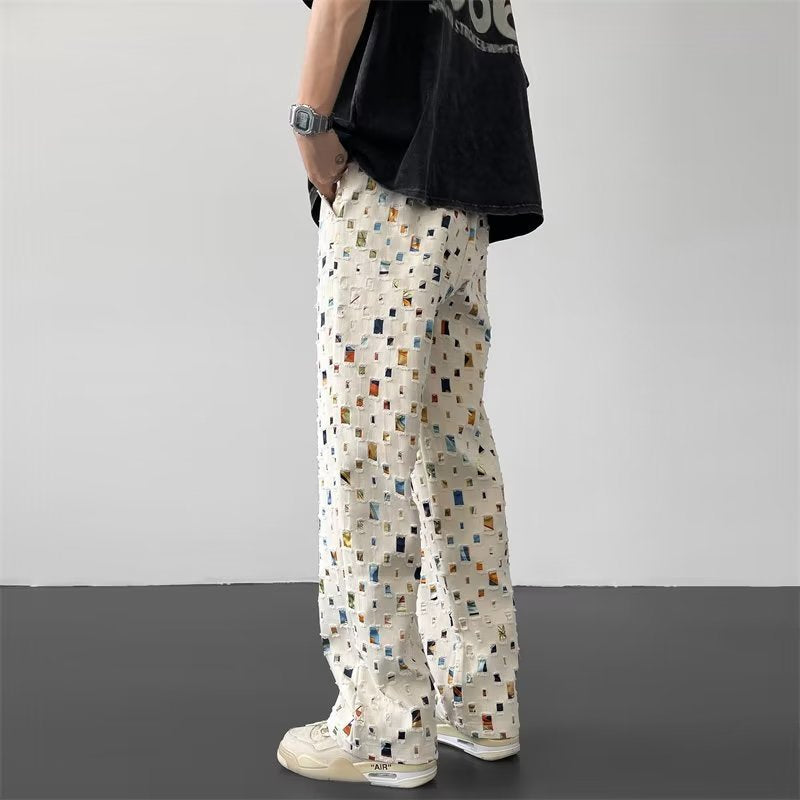 Plaid Ripped Design Pants