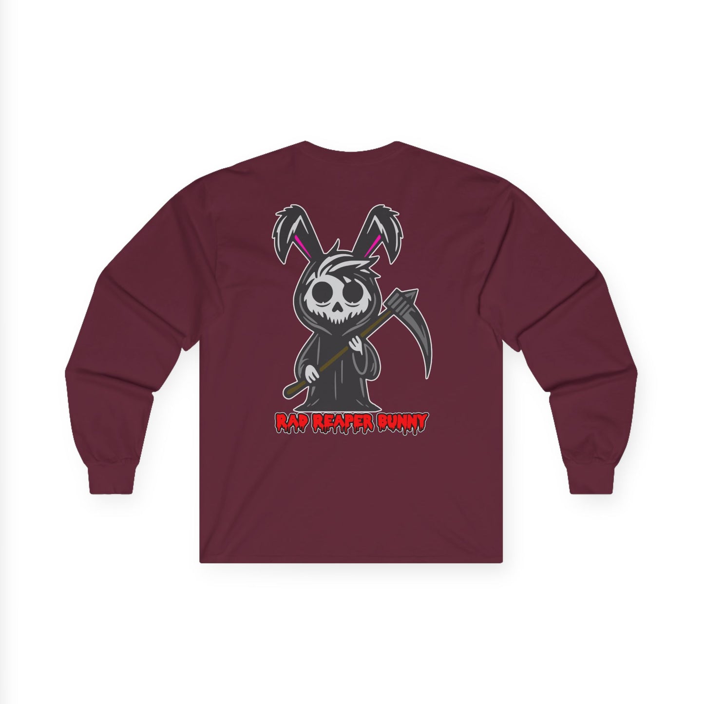 Rad Reaper Bunny, Rad Moto Bunny, Unisex Long Sleeve Tee - Bold Graphic T-Shirt for Motorcycle Enthusiasts