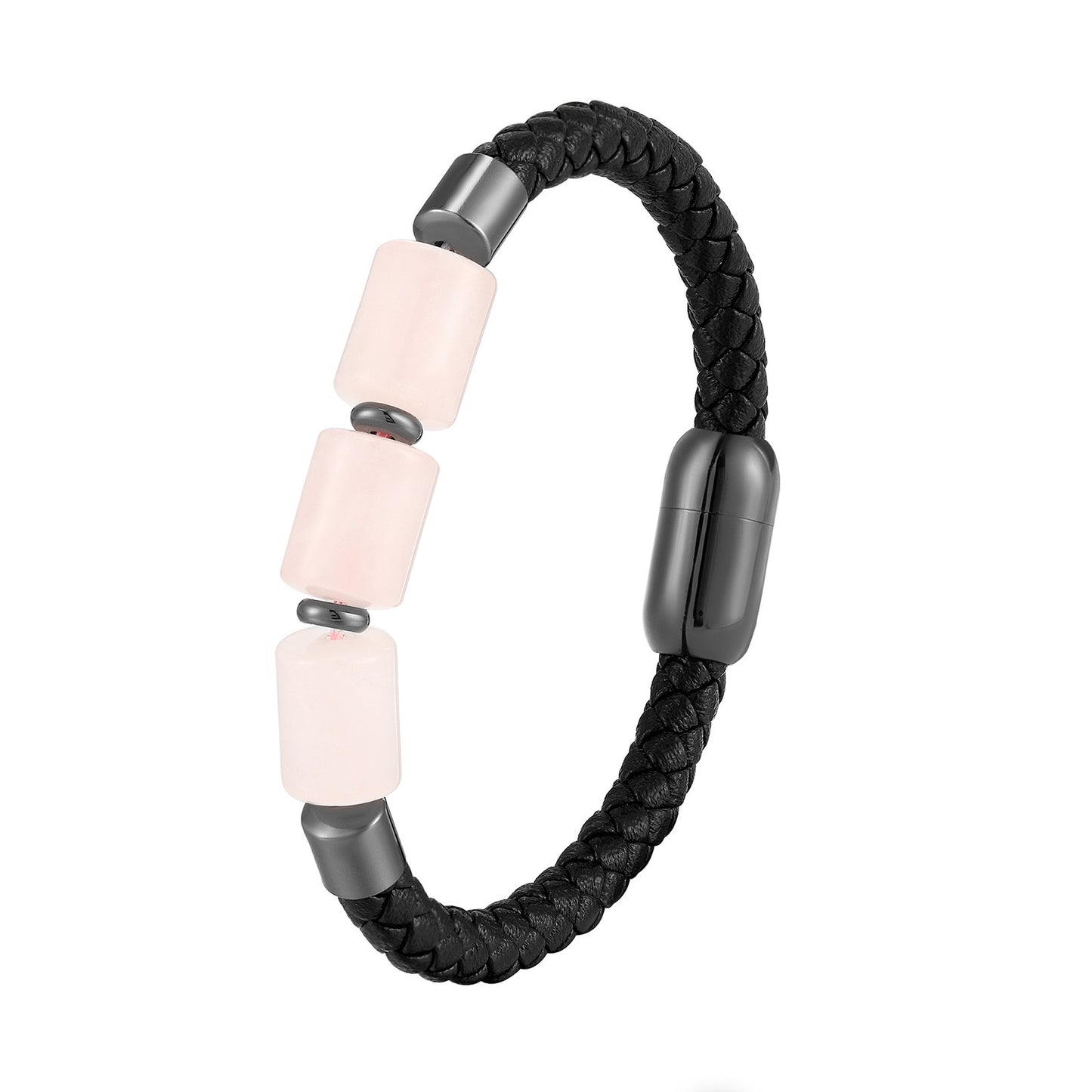 Fashionable Leather Natural Crystal Bracelet