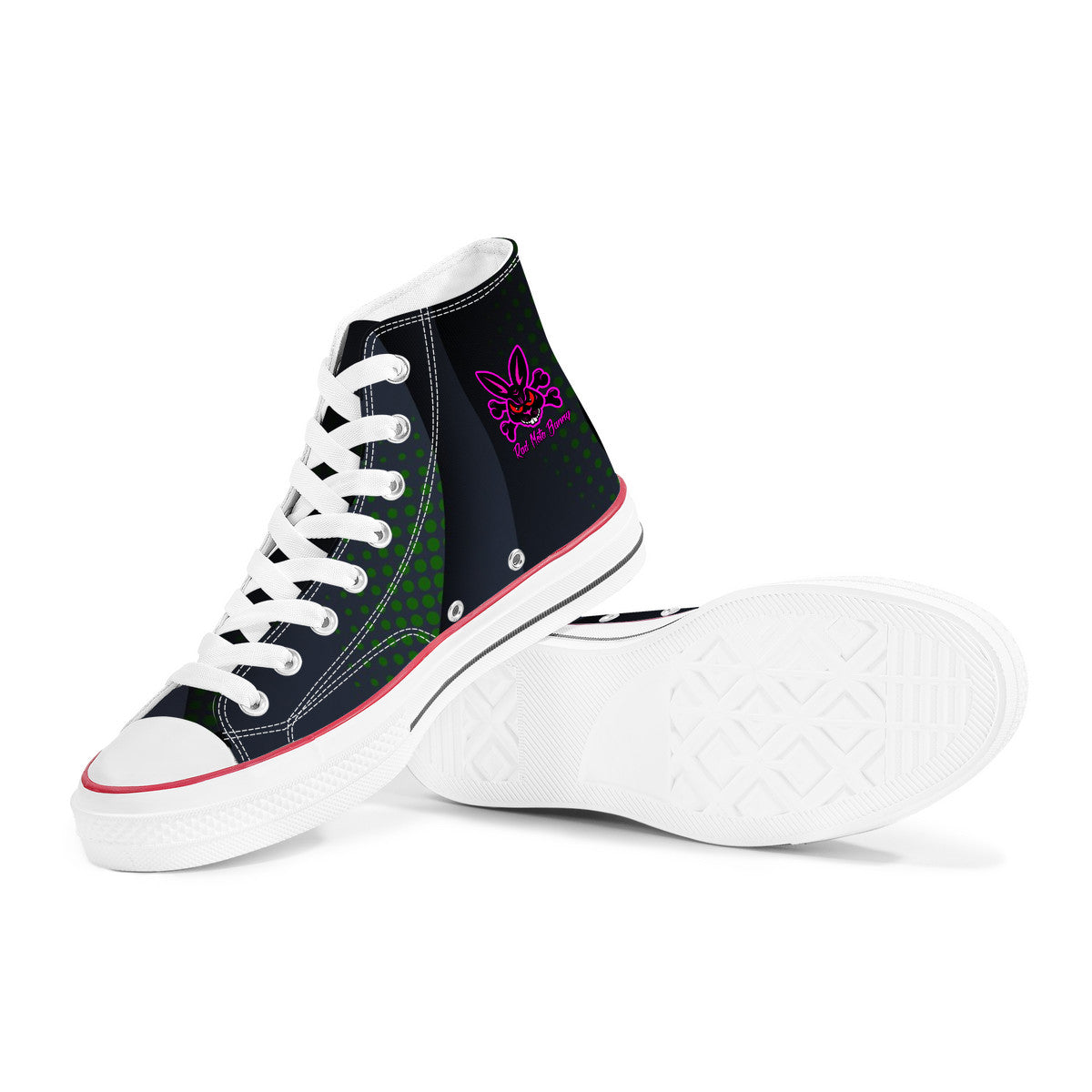 Rad Moto Bunny, Dark Night, High Top Canvas Shoes