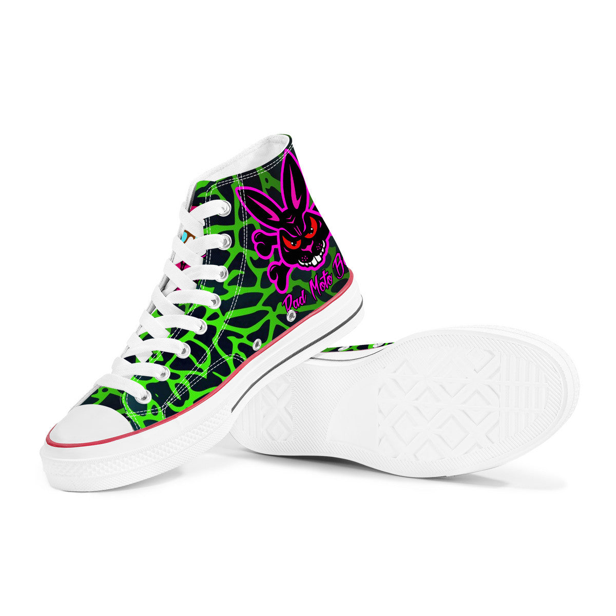 Rad Moto Bunny, Alien Skin, High Top Canvas Shoes