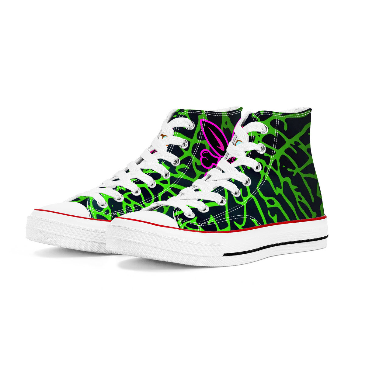 Rad Moto Bunny, Alien Skin, High Top Canvas Shoes