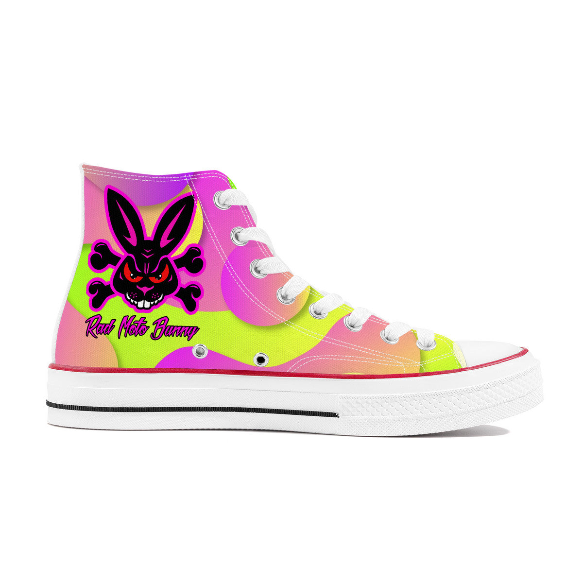Rad Moto Bunny, Coulorful, High Top Canvas Shoes