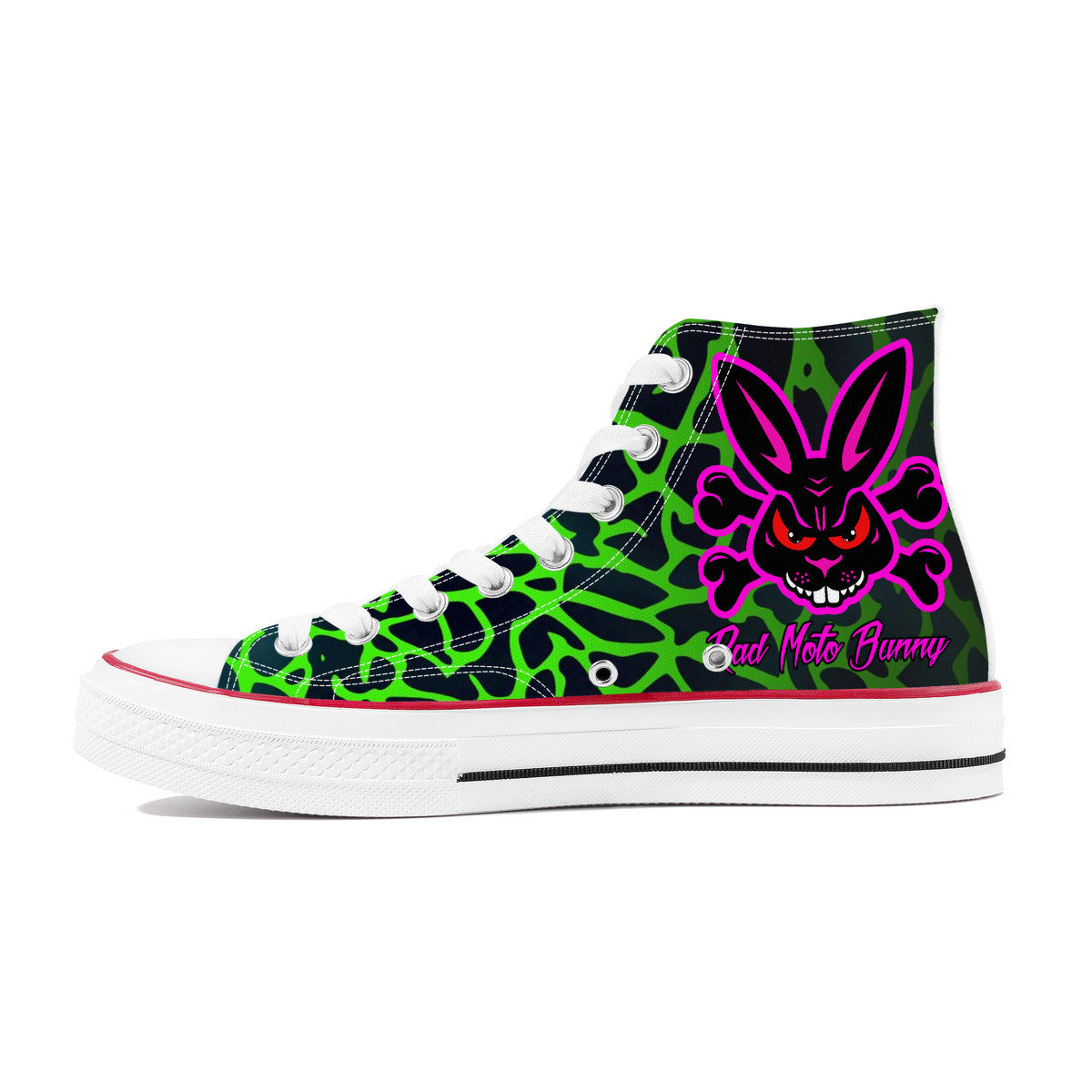 Rad Moto Bunny, Alien Skin, High Top Canvas Shoes