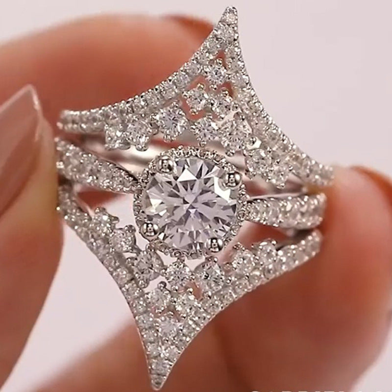 Fashion Girl V-shaped Dazzling Ring
