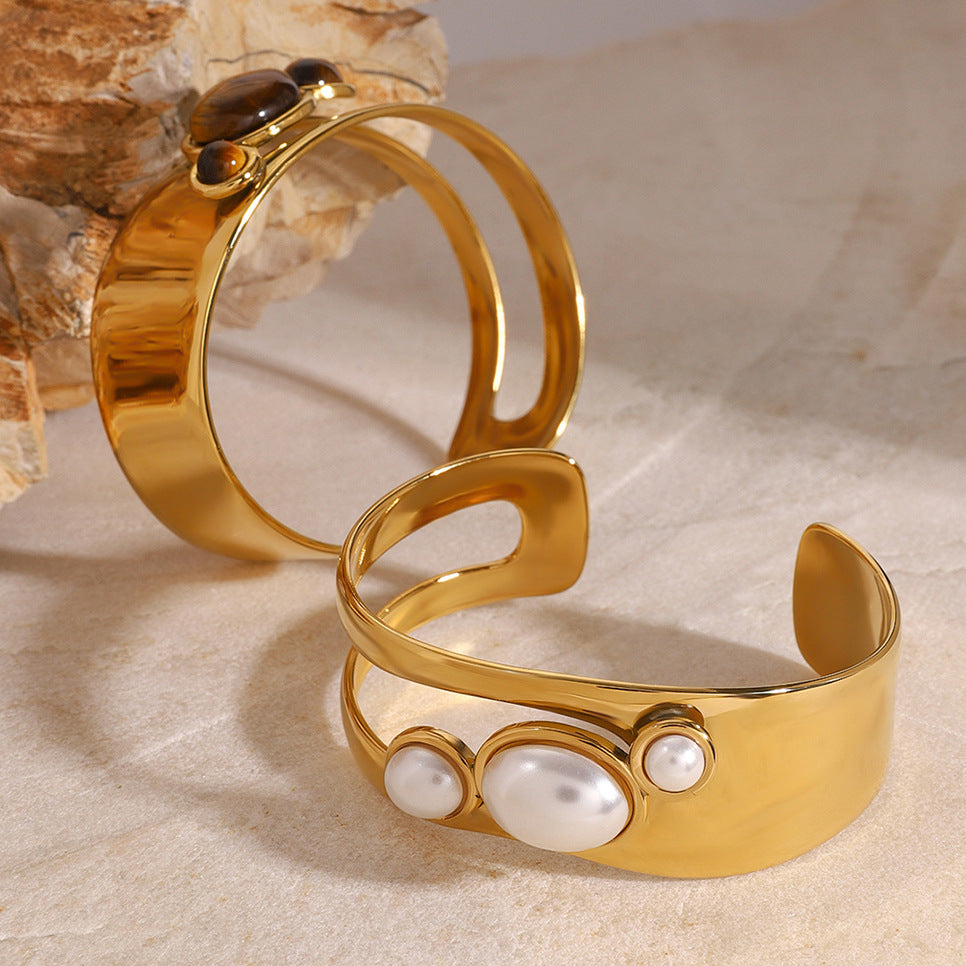 Natural Stone and Titanium Steel Bracelet