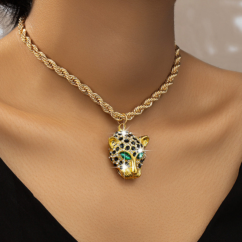 Diamond Cheetah Pendant Necklace