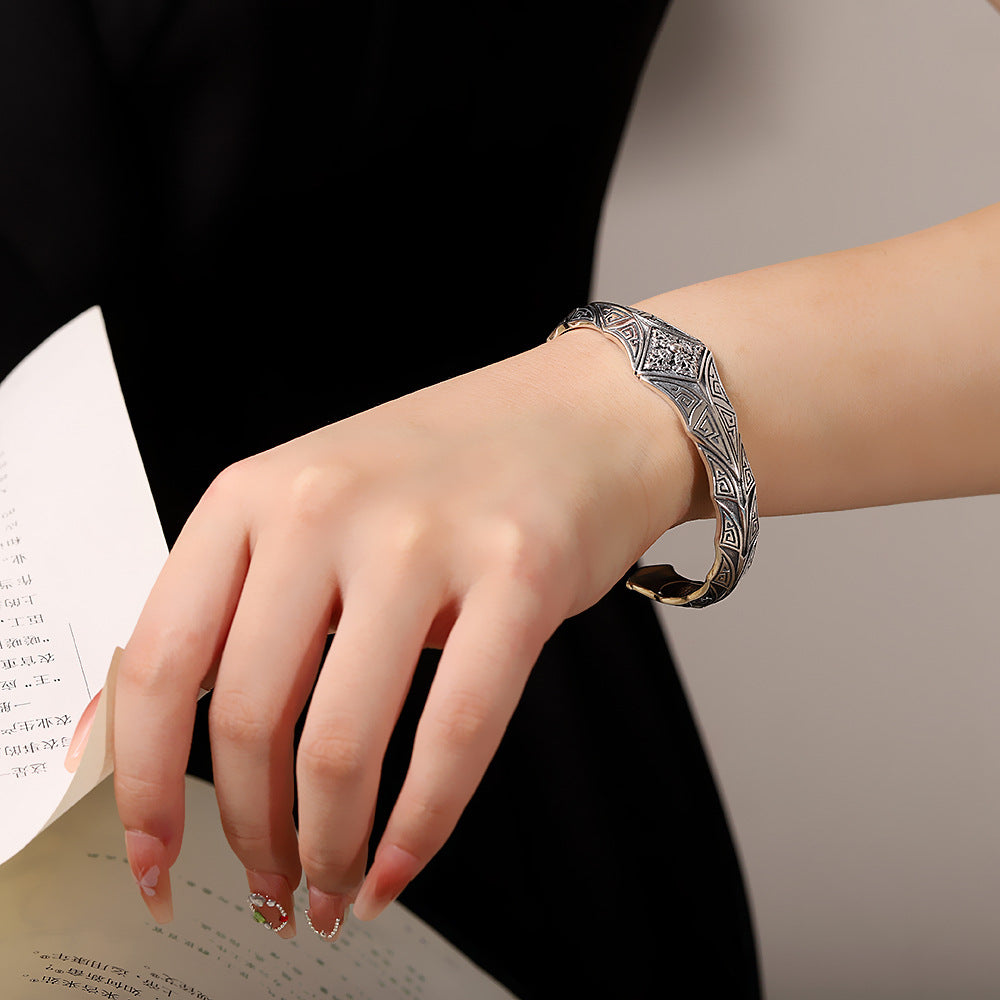 Retro Vajra Silver Bracelet