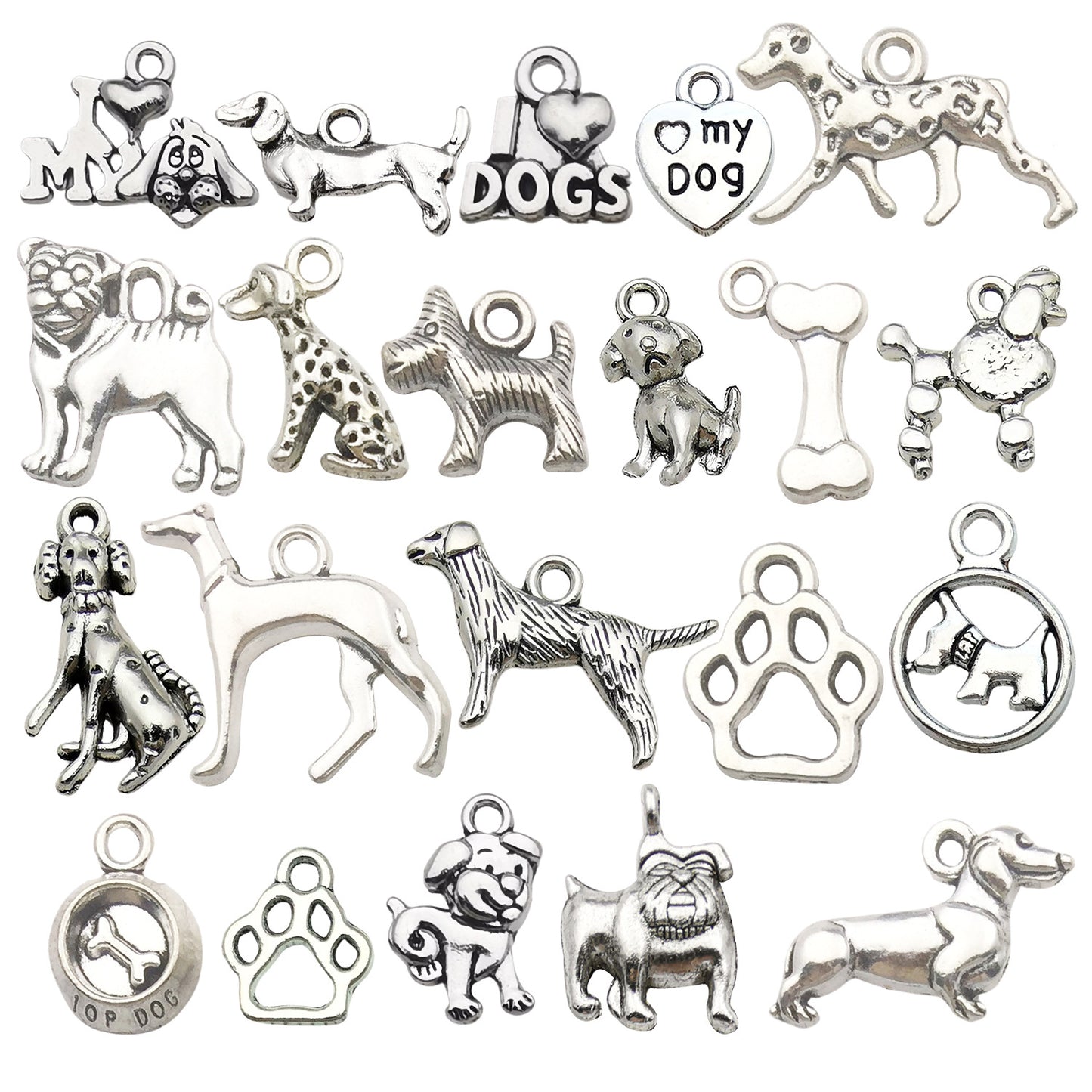 Antique Silver Dog Charms