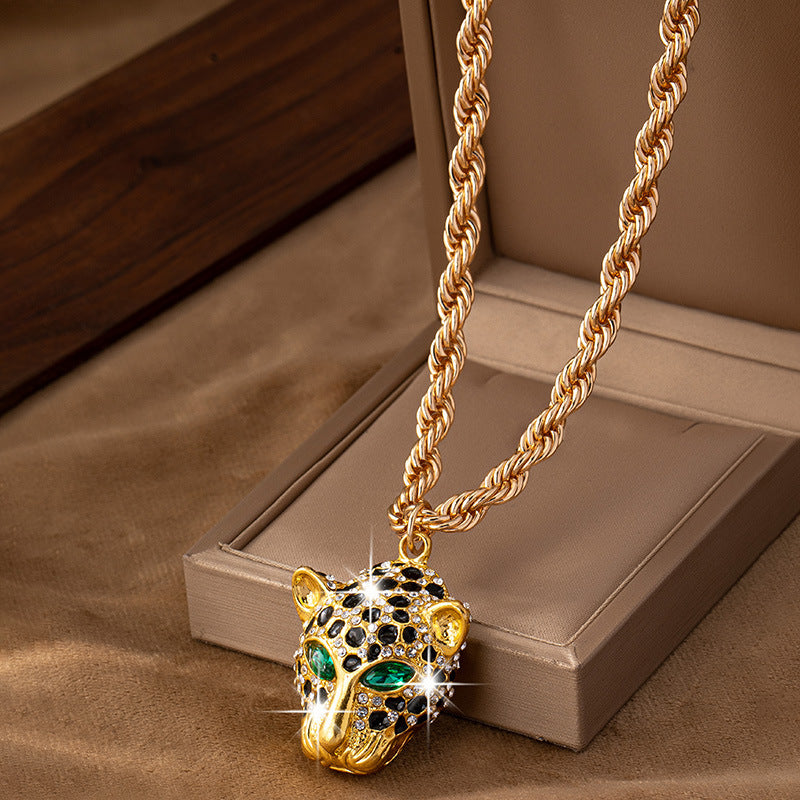 Diamond Cheetah Pendant Necklace