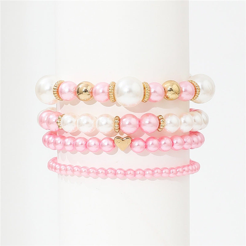 Heart-shaped Multi-layer Pearl Bracelet Suit
