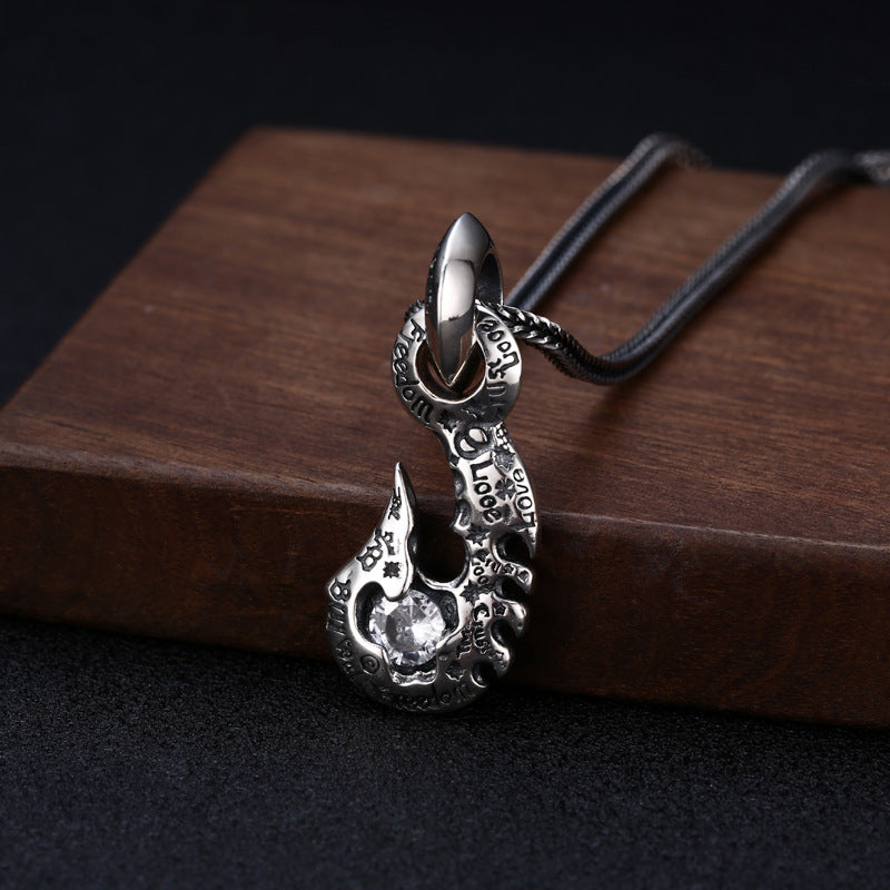 S925 Sterling Silver Love Hook Necklace