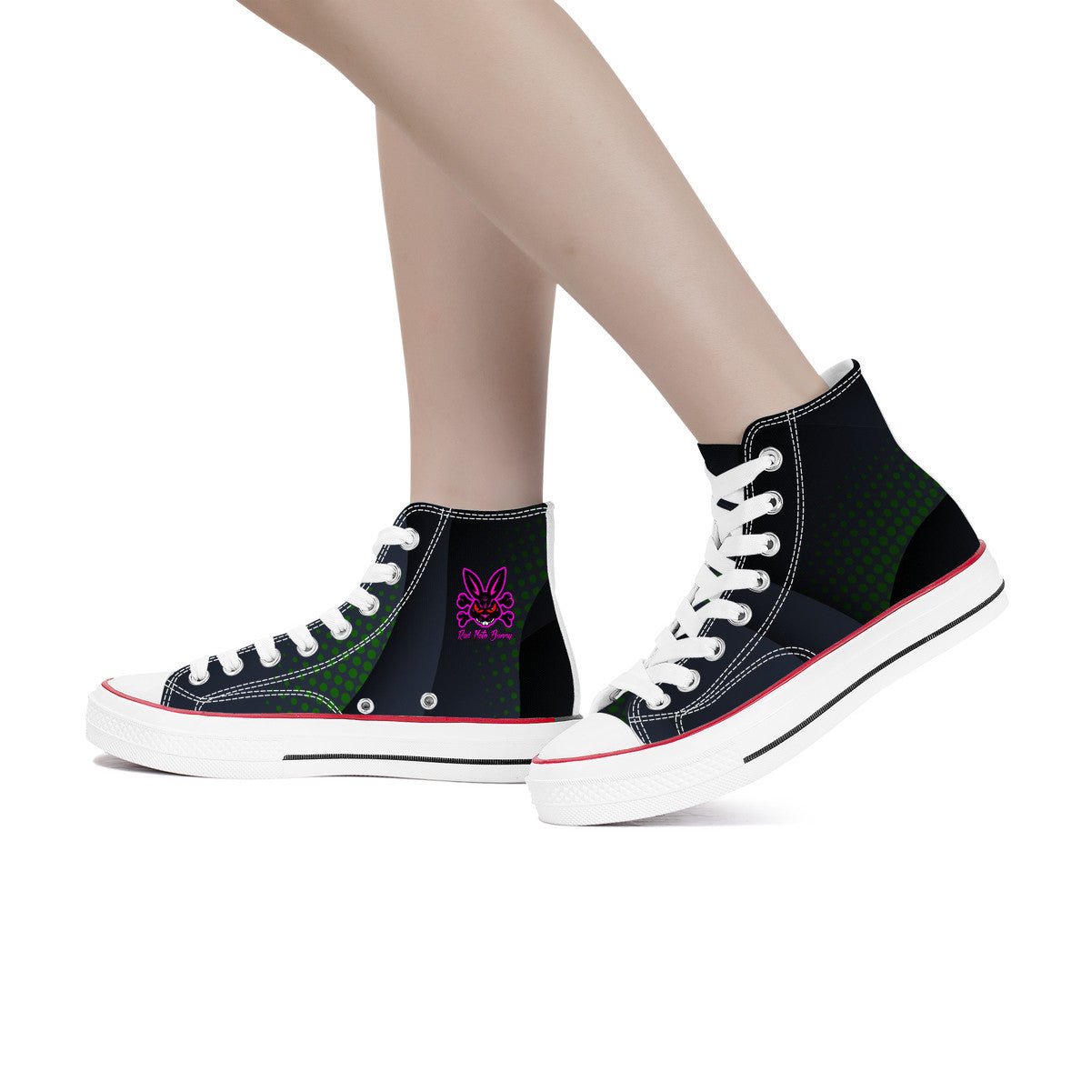 Rad Moto Bunny, Dark Night, High Top Canvas Shoes