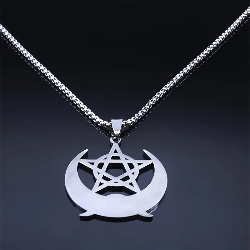 Witch Knot Pentagram Triple Moon Goddess Necklace